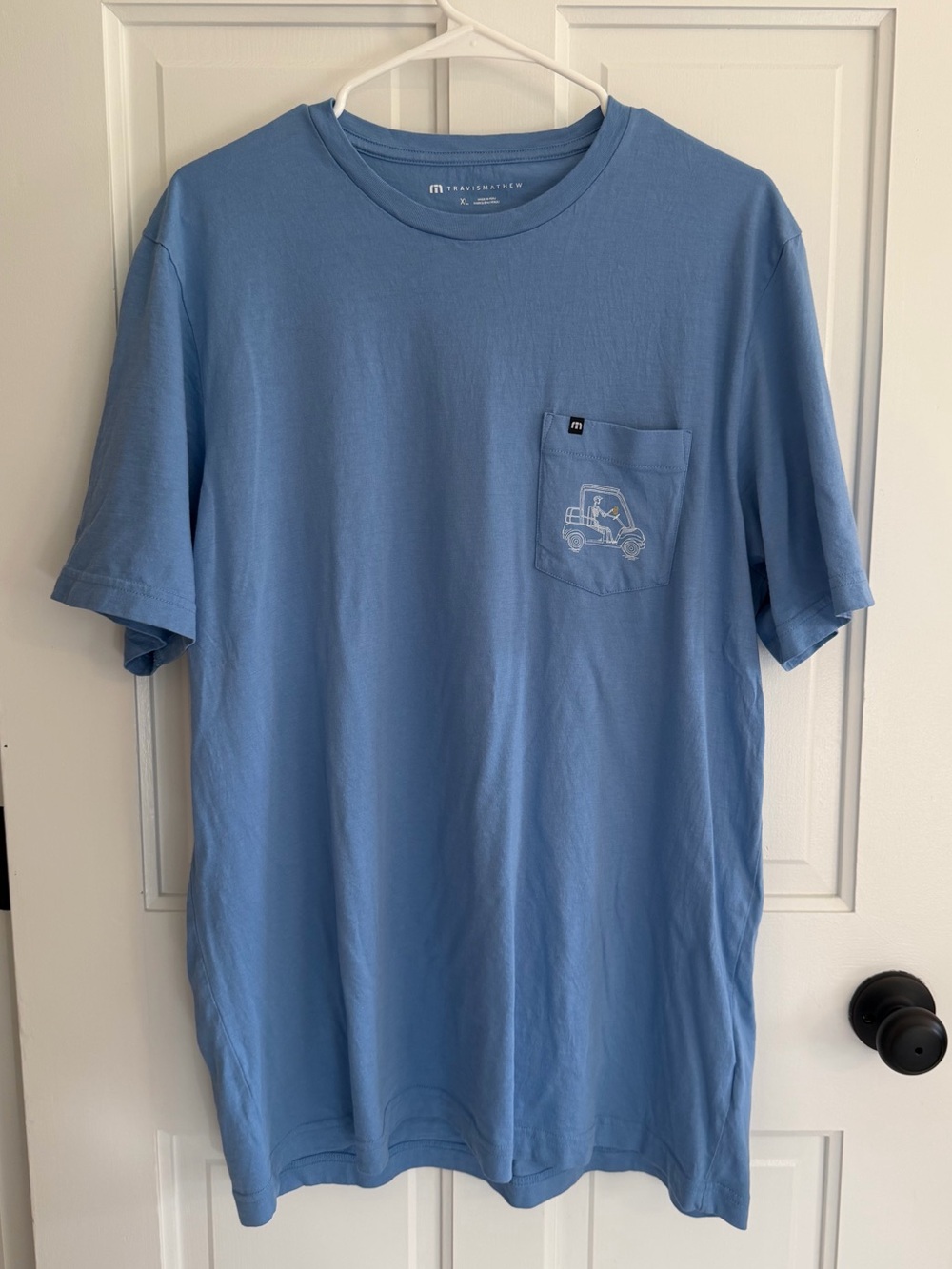 TravisMathew Rip Me Off Golf Cart Pocket T-Shirt Blue Men's XL